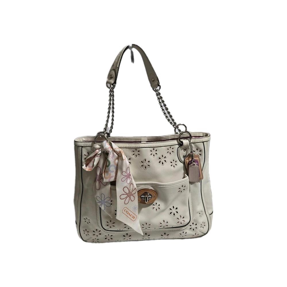 Coach Leather *Limited Edition* Poppy Eyelet Chain White